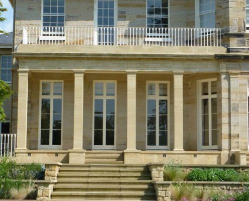 Renovation of the roofed stone balcony structure